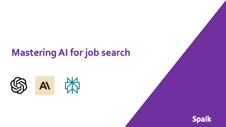 Mastering AI for Job Search - Professional course thumbnail showing key concepts and Spaik branding